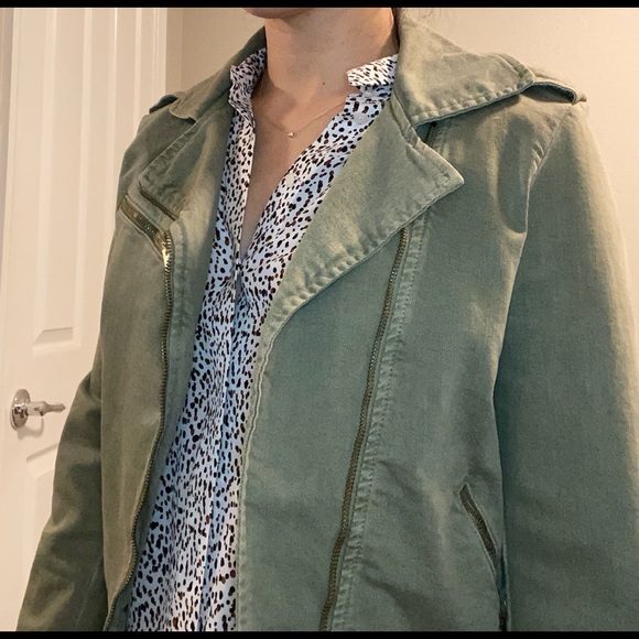Green Zara moto jacket - Picture 2 of 3